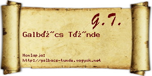 Galbács Tünde névjegykártya